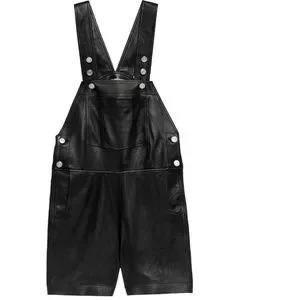 Frame Denim Other Black Leather Jumpsuit Romper Short Overalls